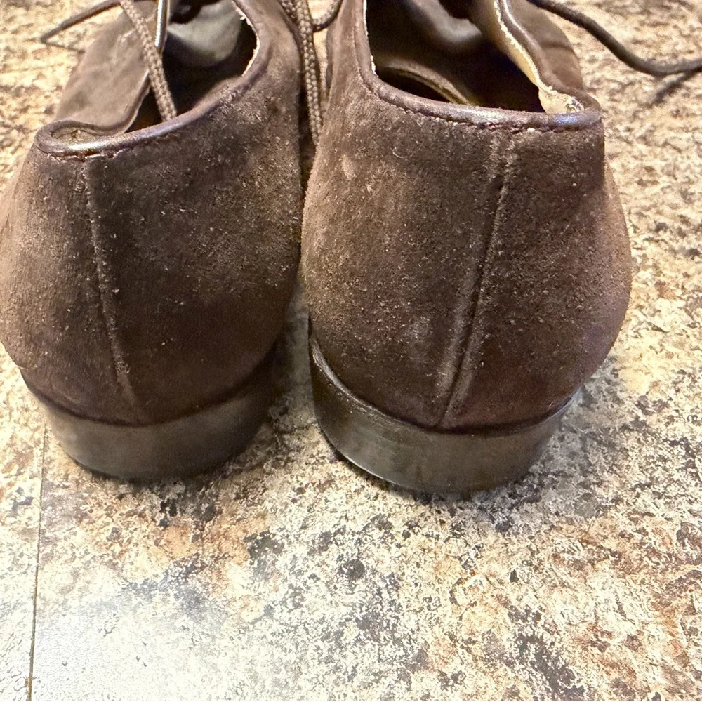 Salvatore Ferragamo Dark Brown Suede Oxfords - Picture 8 of 10